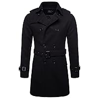 Men's Woolen Coat Trench Coat Winter French Business Overcoat Single Breasted Long Top Coat