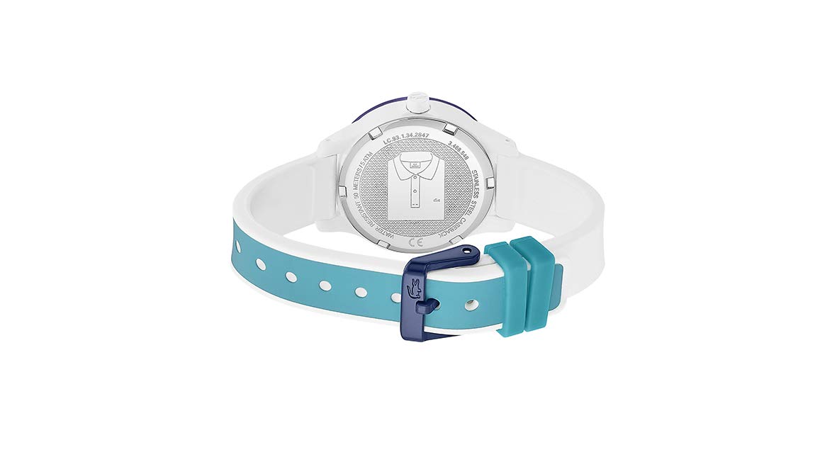 Lacoste Lacoste.12.12 Kids Quartz Plastic and Silicone Strap Kids Watch, Color: White and Blue (Model: 2030029)