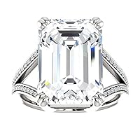 Emerald Cut Moissanite Engagement Ring, 7.0 ct, Twisted Design, White Gold