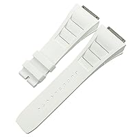 19mm Quality Rubber Watchband Replacement for Richard Mille RM035 011 055 030 Black White Red Metal Interface Watch Strap (Color : White, Size : 19mm)