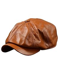[LTG] 7987327 Genuine Leather Newsboy Hunting Hat, Men's Cap, Ashitano Joe, Stylish, Leather, Black, Dark Brown, Camel, Black, Brown