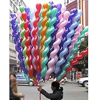 100Pcs 40inch Latex Spiral Balloons, Colorful Unique Twisted Latex Balloon for Birthday Wedding Festival Party Supply Decorations Random Color