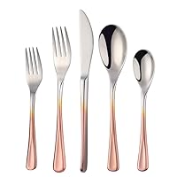 Fine Flatware Set, Baikai 20 Pieces Silverware Cutlery Sets, Stainless Steel Gradient Rose Gold Kitchen Tableware Utensils Service for 4, Dishwasher Safe