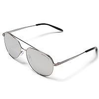 Michael Kors Men's Highlands Pilot Sunglasses, Matte Silver, 60