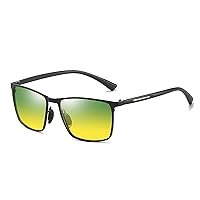 Night Vision Glasses for Driving, Polarized UV400 Anti Glare Al-Mg Frame Rainy Safety Night Driving Glasses for Men