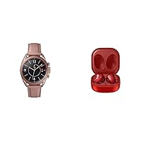 SAMSUNG Galaxy Watch 3 (41mm, GPS, Bluetooth, Unlocked LTE) Smart Watch - Mystic Bronze Electronics Galaxy Buds Live, T, Mystic Red