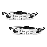 SOUSYOKYO 2pcs Couple Love Bracelet, I Love You Most More The End I Win Matching Girlfriend and Girlfriend Stuff Cool Meaningful Gifts