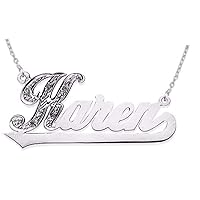 RYLOS Necklaces For Women Gold Necklaces for Women & Men 14K White Gold or Yellow Gold Personalized 0.05 Carat Diamond Shiny Nameplate Necklace Special Order, Made to Order Necklace