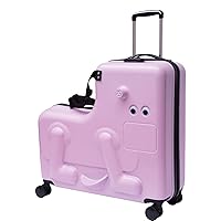 DNYSYSJ 24 Inch Children's Ride-On Luggage, Trolley Luggage with Universal Wheel, Waterproof Unisex Boys Girls Travel Suitcase with Lock Rideable Luggage, ABS+PC, Aged 6-12 Years Old