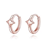 Reffeer Solid 925 Sterling Silver Star Huggie Earrings for Women Teen Girls Star Hoop Earrings Hypoallergenic