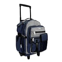 Everest Deluxe Wheeled Backpack, Navy/Gray/Black, One Size