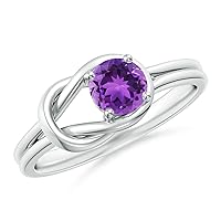 Amethyst Round 5.00mm Cross Marge Shank Ring | Sterling Silver 925 | Best For Woman's And Girls Brithday, Thankyou, Promise Band | This promise ring is the perfect way to show someone how much you care.