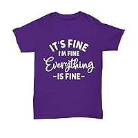 It's Fine I'm Fine Everything is Fine Tops Women Men Plus Size Graphic Novelty T-Shirt Purple 3XL 4XL 5XL