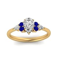 Choose Your Gemstone Pear Shape Accented Engagement Ring 14k Yellow Gold Plated Matching Engagement Fashion Jewelry Easy to Wear Gifts Side Stone Engagement Rings : US Size 4 to 12