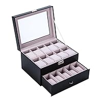 Watch Box Storage Case Watch Display Organizer with 2 Layers 20 Slots for Jewelry Watch watch box