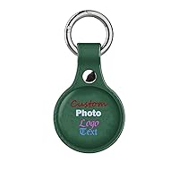 Personalized for Airtag Holder,Custom for Apple Airtags Keychain - Leather Shell Case Cover, Text Photo Customized, Air Tag Holder with Keyring,Luggage,Dog Collar,GPS Tracker Item Finders,Cyan