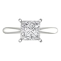 Clara Pucci 2.0 ct Princess Cut Solitaire Moissanite Engagement Wedding Bridal Promise Anniversary Ring 18K White Gold