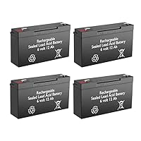 HZS06-12 Replacement 6V 12AH SLA Batteries Brand Equivalent (Rechargeable, High Rate) - Qty of 4