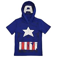 Marvel Avenger Little Boys and Toddler Hooded Captain America Tee With Mask (2T)