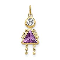 14K Yellow Gold October Girl Birthstone Necklace Charm Pendant