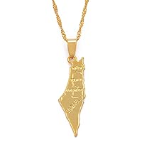 Map of Israel Pendant Necklaces - Charm African Country Maps Flag Thin Chain Necklaces, Gold Color Hip Hop Map Ethnic Jewelry for Women Men Party Gift