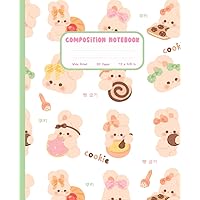 Kawaii Notebook: Cute Cookie Baking Bunny Journal - Wide Ruled Composition Notebook for School, Work or Recipes - Korean Aesthetic Stationery Supplies
