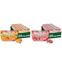 Dole Wiggles No Sugar Added Strawberry & Orange Fruit Juice Gels Snacks, 4.3oz 48 Total Cups, Gluten & Dairy Free, Bulk Lunch Snacks for Kids & Adults
