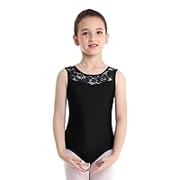 YiZYiF Kids Girls' Lace Turtle Neck Leotard with Cut out Back for Ballet Dance Gymnastics Active Sport