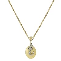 1928 Jewelry Gold- and Silver-Tone Crystal Initial Locket Necklace, 16