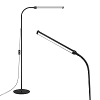 LED Floor Lamp for Living Room with Round Chassis,Lash Light Lamp for Eyelash Extensions,Custom Color Temperature Standing Lamp,Adjustable Gooseneck Reading Floor Lamp for Bedroom Office