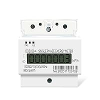 Electric Energy Meter, Smart Home Energy Monitor, Power Consumption Monitor, Single Phase 3-Wire DIN Rail, KWh Watt-Hourdin Rail Energy Meter, LCD Power Consumption Monitor, Easy Installation,
