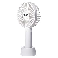 Comfort Zone Personal Handheld Rechargeable Fan, 4 inch, 3 Speed, Lithium Ion Battery, Micro USB Cable, Powerful, Mini Hand Fan, Ideal for Home, Bedroom & Office, CZPF402WT