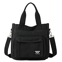 Fashion Canvas Tote Bag For Women Casual Shoulder Bag Waterproof Multi-pockets Travel Bag Satchel Bag Large Capacity Girls