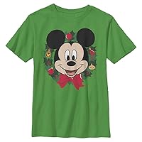 Disney Characters Big Mickey Holiday Boy's Solid Crew Tee