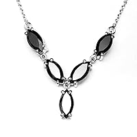 Party Wear Black Spinel Necklace Dainty Designer Jewelry 925 Solid Sterling Silver Jewellery Exquisite Gifts For Her Stunning Necklace