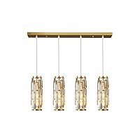 Iron Utility Room Chandelier，Crystal Glass Lampshade Foyer Lamp，Milk Tea Coffee Shop Lamp，Kitchen Dining Room Staircase Light，Gold American Living Room Without Main Lamp