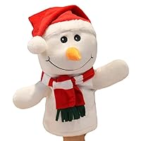 Plush Open-Mouth Santa Claus Reindeer Snowman Cloth Puppet Children's Toy(Snowman)