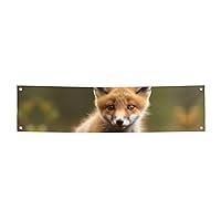 Banner Party Decor Flag Cute Baby Fox Photography Backdrop Banner Signs with Hanging Ropes Background Banner for Wall Signs Party Decor Flag Photo Props 47 x 12 Inch