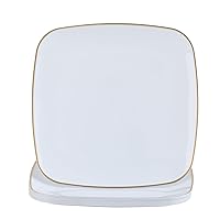 Party Plastic Plates – Gold Rim Square - 10 Count- Elegant Premium Durable Plates for Versatile Celebrations (8.5”)