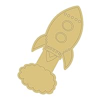 Rocket Ship Design by Lines Cutout Unfinished Wood Transportation Kids Room Décor Birthday Party Door Hanger MDF Shape Canvas Style 3 Art 1 (12