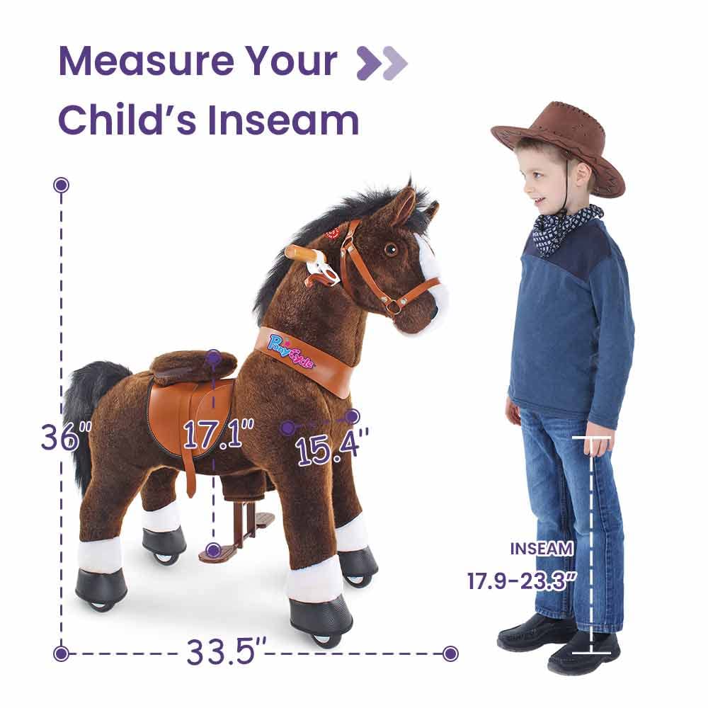 PonyCycle Official Classic U Series Ride on Horse Toy Plush Walking Animal Chocolate Brown Horse Size 4 for Age 4-8 Ux421
