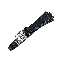 25x9 mm Genuine Leather Convex Interface Watch Strap for Vacheron Constantin Overseas Bamboo Grain Watch Bands (Color : Black, Size : 25x9MM)