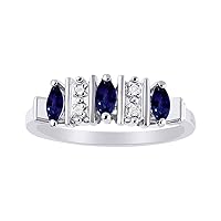 Rylos Rings for Women Sterling Silver Ring Classic 3 Stone Precious Gemstone and Diamond Ring Jewelry for Women Sterling Silver Rings for Women Diamond Rings for Women Size 5,6,7,8,9,10