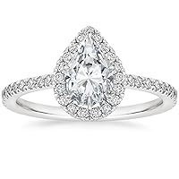 2.45 CT Pear Infinity Accent Engagement Ring Wedding Eternity Band Vintage Solitaire Silver Jewelry Halo-Setting Anniversary Praise Vintage Ring Gift for Her Women/Girls