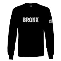 White Fonts New York Bronx NYC American Flag America Hipster Street Long Sleeve Men's