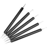 Embossing Tool, Dotting Tools Double End Acrylic Rod Round Head Clay Indentation Pen 5Pcs DIY Sculpting Dotting Tool (Black)