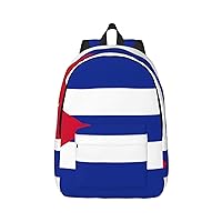 Cuban Flag Print Canvas Laptop Backpack Outdoor Casual Travel Bag Daypack Book Bag For Men Women