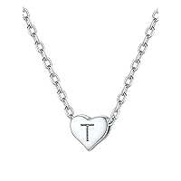 Silvora Sterling Silver Heart Initial Necklace, Dainty Alphabet A-Z Pendants Jewelry for Women Teen Girls, Minimalism S925 Letter Charms with Delicate Packaging