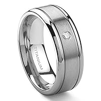 Titanium 8mm Solitaire Diamond Newport Wedding Ring