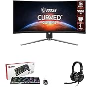 MSI MPG ARTYMIS 343CQR Curved Gaming Monitor VIGOR GK30 COMBO RGB MEMchanical Gaming Keyboard CLUTCH GM11 RGB Optical GAMING Mouse IMMERSE GH30V2 Gaming Headset